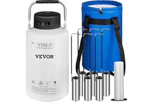 BestEquip Flüssigstickstoffbehälter, 3 l, Aluminiumlegierung, Flüssigstickstoffbehälter, Kryogen-Behälter mit 3 Kanistern und Tragetasche