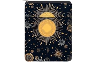 NICENEEDED Book Cover with Zipper, Vintage Sun Book Sleeve Pouch Washable Fabric Cover, Front Pocket Book Protector Waterproof Cover Case for Lovers