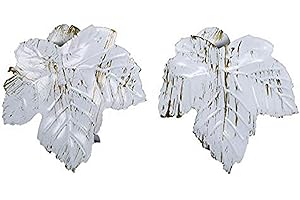YVAN MOINS CHER Lot De 2 Pinces À Rideaux En Métal Décor Feuille Servant D'embrasse Pour La Décoration De Vos Fenêtres Ou Baie- Grand Modèle Cette Pince acier Blanc/Or Servira D'attache Pour Votre Voilage Ou Panneau