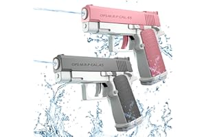LQTSLFM Pistola ad Acqua 2 Pezzi Pistole ad Acqua per Bambini Portata 10 Metri per Estivi Feste all'aperto, Piscina, Spiaggia, Giochi, Regali per Bambini (Grigio+Rosa)