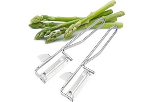 ‎FMPROFESSIONAL FMprofessional Sparschäler 2er Set – Schäler aus rostfreiem Edelstahl – Hochwertige Gemüseschäler mit Aushöhler – 15 cm x 4 cm große Spargelschäler