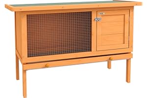 PawHut Gabbia per Conigli Conigliera da Esterno in Legno di Abete, 90x45x65cm