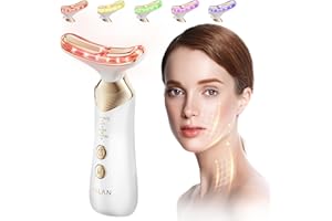 ‎ANLAN 24K Gold Gesichtsmassagegerät – ANLAN 5-in-1 EMS Gua Sha Gerät mit 5-farbiger Lichttherapie, 42 ± 3 °C Wärmefunktion, Ionen-Einführung & Vibration (3-stufig einstellbar), Typ-C, 120 Min. Laufzeit