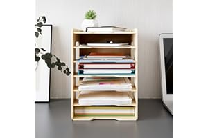 PUNCIA Organizer Ufficio Documenti in Legno a 7 Livelli Organizzatore da Scrivania Organizer da Ufficio Portadocumenti da Scrivania Porta Cartelline Porta Carta A4 Porta per Ufficio Casa e Scuola
