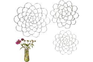 Ysnzaq 3 Pièces Réutilisables Arrangeurs Floraux en Métal Fleur Grenouille Vase Insert Couvercle Porte-Fleur Organisateur Rondes pour Arrangements Floraux 4/5/6 inch, Sliver