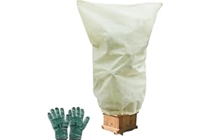 LEBOKJ Housses d'hiver avec Gants Anti-Froid – 200 cm x 240 cm – Protection pour Plantes en Pot, avec Fermeture éclair et Cordon de Serrage, Respirant & imperméable. Idéal Contre Le Froid, la Neige, Les oi