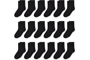 GENTABY Unisex-Kids 18 Count Black Tube Socks - Size Varies by Age (1-13 Years) - Modern, Breathable, Reinforced Toe, Crew Length, Machine Wash - Perfect for School, Home, or Outdoor Activities
