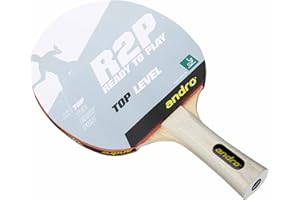 ANDRO Komplettschläger R2P Top Level - Tennisracket für Wettkampfspieler - Holzrahmen und -schaft - ITTF-zugelassener Belag andro POWER6 (Noppen innen), ca. 1,9 mm