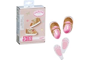 Baby Annabell Goldene Schuhe mit Einlegesohlen 43cm, Puppenschuhe mit Klettverschluss für 43 cm Puppen, 710272 Zapf Creation