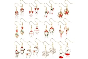 Coicok Boucle et Oreille Noël, Boucles d'Oreilles Pendantes, Bijoux Thème, Ensemble Noël Santa Wreath Bonhomme Elk, pour Femmes et Filles