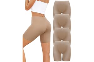 VOENXE Damskie krótkie majtki, bawełniana bielizna bokserki, spodenki rowerowe, odporne na otarcia, wysoki stan, legginsy bez zwijania, 4-pak