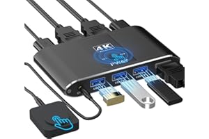 BDFFLY 4K USB 3.0 KVM Switch HDMI 2 Port, 4K@60Hz HDMI KVM Switch 1 Monitors 2 Computers with 3 USB3.0 Ports Sharing Keyboard Mouse, with 2 USB Cables and Controller