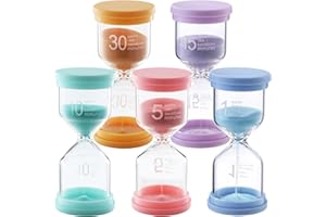 NUANGOO 5 pezzi Clessidra Set,Colorate Clessidra per Bambini1/5/10/15/30 minuti,Clessidra Bambini per la vita dei bambini,l'apprendimento,i tempi di gioco,i regali creativi,la decorazione dell'home office