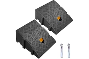 JAHOMFAI Rampas para Coches, Rampa Bordillo Coche, Bordillo Ligeras Portátiles para Calzadas, Aceras, Motos, Scooters, con 2 Pernos de Extensión
