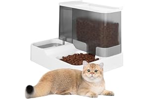 OSKUGLIN Distributeur Croquettes Chat, Abreuvoir et alimentateur Automatique pour Chats, Chiens, Mangeoirs et Abreuvoirs, Distributeur d'eau et Distributeur Automatique pour Animaux (Gris)