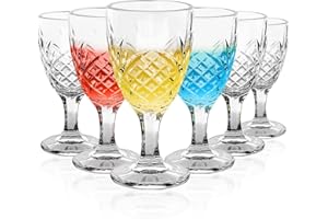 MYKAGS Lot de 6 verres à vin, 105 ml - Verres résistants pour vin rouge et blanc, parfaits pour les fêtes, les mariages et un usage domestique (petits, transparents)