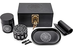 MYSTE Zodiac Stash Box with Accessories, Large Grinder 63 mm, Smell-Proof Lockable Combo Gift Set, Stashbox with Lock, Combo Kit, Rolling Tray Set