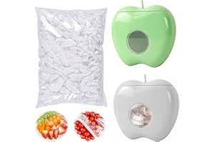 FORHOME Aufbewahrungsbox für Frischhaltefolie, Aufbewahrungsbox aus Plastikfolie, Lebensmittelverpackungsspender mit 100 Stück Frischhaltefolie mit Gummizug, für Lebensmittelaufbewahrung (Grün+Grau)