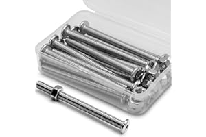 MINHER (15 Ensembles) Vis M6 x 60mm en Acier Inoxydable 304 Avec tête Plate Hexagonale et écrous - Connecteurs de Mmeubles