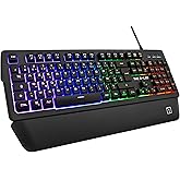 The G-Lab Keyz Palladium Clavier Gamer AZERTY Filaire USB - Rétro-Éclairage RGB LED Multicolore, Repose-Poignets Magnétique,