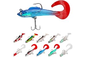 POFIBO Señuelos de Pesca, 10 Piezas Señuelos Artificiales con Spinner Anzuelos, Accesorios de Pesca de Goma para Lucio, Perca, Trucha y Pesca en Agua Dulce
