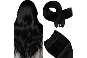 Hetto Weft Hair Extensions Real Human Hair 18 Inch 100g Black Sew in Straight Remy Double Weft Weave Extensions #1