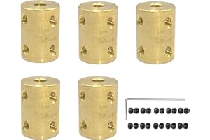 WINWILL 5Pcs 5mm to 10mm Brass Rigid Motor Shaft Coupling Coupler Transmission Connector Sleeve Adapter for RC Boat Car Airplane 3D Printers