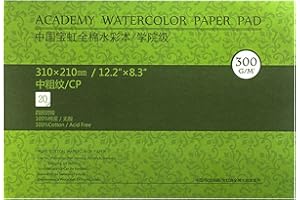 MEEDEN Watercolour Paper Block, 300gsm Textured Surface Cotton Watercolour Paper Pad, Cold Pressed, 20 Sheets for Painting & Drawing, Wet, Mixed Media, 31×21 cm