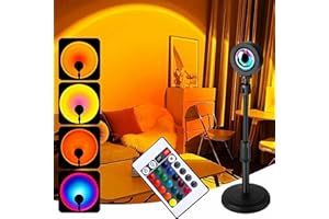 SKTHDF Sunset Lamp Projection, RGB Sunset Lamp, 360° Rotating Rotation Romantic Visual Mood Light with USB LED Projector Floor Stand Night Light for Photography, Selfie, TiktokLive, Living Room Bedroom Decor