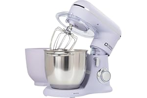 Kitchen in the box Robot Pâtissier, 4.5L+5L 2Bols Robots de Cuisine, 10 Vitesses Batteur Electrique Cuisine, 1300W Pétrin Professionnel avec Fouet, Batteur, Crochet (Lilac)