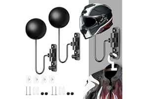 MUCOOS 2 Stück Helmhalterung Wand Motorrad Zubehör, Helm Halterung Wand, Motorradhelm Halterung, Drehbare Motorrad Garderobe aus Edelstahl/Aluminium. Ø12cm, Bohren, Helmhalter für Schlüssel Jacke