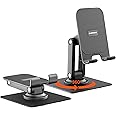 Ambrane 360° Rotation, Foldable Design Mobile Stand with Stable Metalic Round Base, Multiple Height & Angle adjustments Compatible with Smartphones, Tablets, Kindles & iPad (Twistand 360, Black)