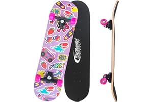 Nattork 31 Inch Complete Skateboard, Standard Skateboards Gift for Beginners, Wood 9 Layer Canadian Maple Trick Skate Boards for Boys Girls Youth Teens