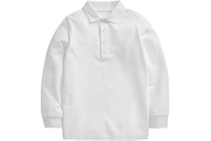 Listers Schoolwear Age 3-16 White 100% Cotton School Plain Polo Shirt Long Sleeve Childrens Boys Girls P.E.