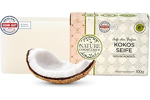 ‎NATURE COSMÉTIQUE MANUFAKTUR Nature Cosmétique® Solid Soap Coconut (Fragrance-Free) - For Hands & Body - Handmade Natural Soap - Moisturising & Skin Care - Vegan, Palm Oil Free - Made in Germany