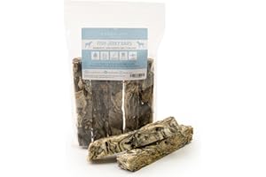 Dragonfly Products, Fish Jerky Bars made with 100% Cod Skin. Air-dried Low in Fat, Omega Essentials, Hypoallergenic, Suitable for puppies 16 weeks+, Healthy and nutritious. 12 Pieces