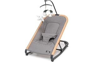 DROMADER Babywippe für Neugeborene - Tragbare Babyschaukel mit Abnehmbare Spielzeugbogen mit 3 Plüschtiere - Babywiege ab der Geburt bis 9kg - Wippe Baby mit 3 Einstellbaren Liegepositionen – Grau