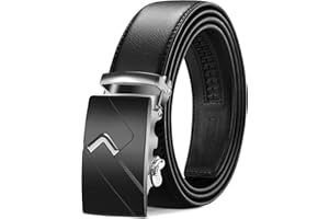 TANGCHAO Ceinture Hommes Réglable à Cliquet Boucle Automatique Ceinture en Cuir pour Homme 35mm de Large Noir 115-145cm