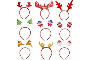 LAPONO 9pcs Cerchietti di Natale Natale Copricapo Fasce per la Testa di Natale Fiocco Fasce per Capelli Copricapo Natalizio per bomboniere per Feste di Natale Puntelli per Foto Decorazioni Natalizie