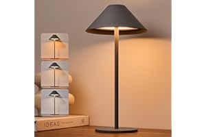 Bojim Grey Lampe de Table LED Sans Fil Rechargeable USB, Tactile Dimmable Lampes, Interieur a Poser Batterie 4000mAh, pour Chevet Exterieur Restaurant Terrasse, Métal, 3000K - 6000K, 3W, IP54