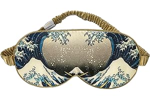 Antifaz de Dormir Seda YUNCHI 100% Anti-Luz Máscara de Ojos Cómoda Suave Agradable para la piel Tela Seda de Morera Natural Pura y pp Algodón relleno Antifaces para Mujeres Hombres (Gran Oleada)