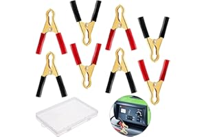 ICHOWHO Jumper Cable Clamps Heavy Duty - 8PCS Jumper Cable Ends Battery Charger Clamps, 50A Pure Copper Crocodile Jump Lead Clips, Car Battery Alligator Clips, for Auto Replacement Battery Cables, Red Black