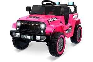 BALOVEBY Electric Car for Children 12 V, Children's Car with 2.4 G Remote Control, Electric Car with Bluetooth, Music, Horn and Headlight, 3-6.5 km/h, Children's Vehicle Electric for Children from 3-8 Years