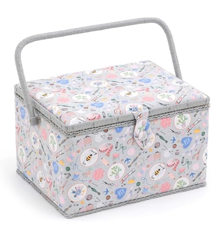 Boîte De Rangement Couture Moyenne Broderie Woolly Pully – 18,5 X 25,5 X 14,5 Cm Avec Plateau Et Coussin Épingles