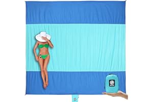 Wekapo Sand Free Beach Blanket, Extra Large Oversized 10'X 9' for 7 Adults Beach Mat, Big & Compact Sand Proof Mat Quick Drying, Lightweight & Durable with 6 Stakes & 4 Corner Pockets