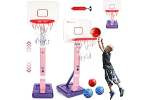 YIBEBE Panier Basket Enfant pour Intérieur Extérieur: Panier de Basket Enfant Hauteur Réglable - Ensemble de Basketball Portable et Réglable Jeux Exterieur Enfant - Cadeaux pour Enfants 3-12 Ans