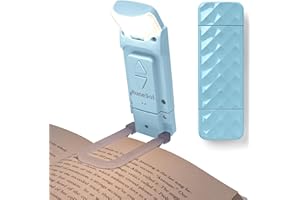 Runesol Luz de Lectura Azul, Lampara de Lectura para Libros USB Recargable, Luz para Leer Libros en la cama Con 5 LED, Reading Light Con Clip, Linterna Lectura, 3 Modos Book Light