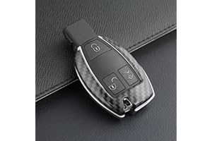 Qirc ABS Carbon Fiber Car Key Case for Mercedes Benz A B C Class GLA GLC GLK GLS Protector Car Key Fob Car Accessories Decoration (Without Buckle)