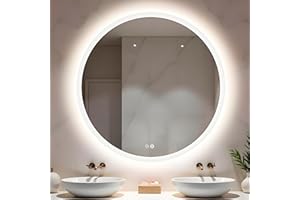 Marctani Espejo Baño Redondo con Luz LED Regulable en 3 Colores - Espejo de Pared ANTIVAHO con Ajuste de Brillo con Memoria e Interruptor Táctil - Espejos Inteligente Retroiluminado (70 x 70 cm)