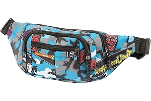 Minicloss Bolso Plátano Camuflaje Adolescente pequeño bolso plátano con 4 bolsillos con cremallera y tirantes ajustables para vida diaria o senderismo, azul, Addo - Riñonera pequeña